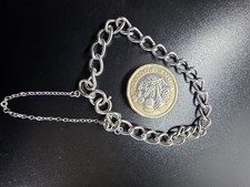 Vintage Sterlingsilber Panzer Bettelarmband 7,44 g 7" Schraubring Verschluss Sicherheitskette Silver Bracelet price