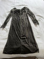 Arket Kleid grau Seidenmischung Samt Gr. 42 UK 16 Langarm geraffte Brust Wedding Kleid price