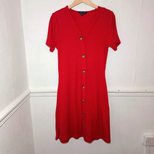 Dorothy Perkins Damen Kleid Rot Größe UK 14 Gerippt Preppy Academia Knielang Wedding Kleid price