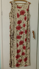 Set langes Etuikleid Größe 14 beige rosa Blumen ärmellos Reißverschluss hinten Schlitz Etui Wedding Kleid price