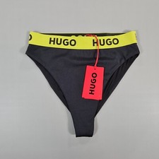 Hugo Boss Damen Badeslip schwarz klein sportlich hoher Bund Logo Bund Modest Swimwear price
