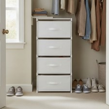 Moderner weißer 4-stufiger Aufbewahrungsturm mit Stoffschubladen und leicht zu ziehenden Griffen Babyzimmer-Kommode price