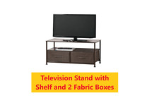 Espresso TV Gerät mit Ordnungsboxen Fernsehständer mit Ablage 2 Stoffboxen TV Unit / Stand price
