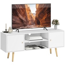 HOMCOM TV-Schrank Unterschrank für Fernseher bis 55 Zoll mit Regalen und Schränken, weiß TV Unit / Stand price