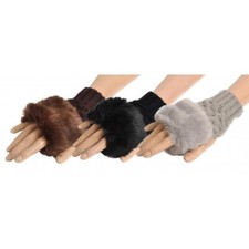 Guantes de mujer femenino con dedos al aire efecto piel sintética con pelo Guantes de mujer price