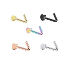 Piercing corporal hueso pasador recto en forma de L con forma de corazón cabeza plana lisa para nariz Nose Stud price
