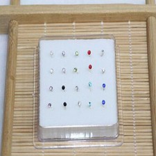 20 PIEZAS Plata Sólida Mezclada 2MM Bola Cristal Barra Recta Barra Nariz Perno Al Por Mayor Nose Stud price