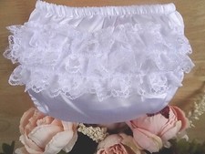 Bragas con volantes para bebé niña blancas satinadas encaje ocasión de bautizo 0 6 12 m Braguitas para bebé price