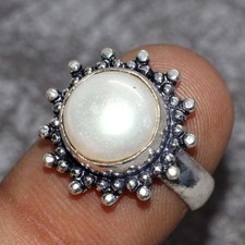 925 Silver Plated Pearl Jewellery Ring Handmade Gemstone Size Us 6 AU m572 Pearl Anillo price
