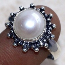 Pearl 925 Silver Plated Round Ring US 11 Special For Independence Day AU o441 Pearl Anillo price