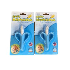 Cepillo de dientes infantil Baby Banana azul 0-12 meses sin BPA lote de 2 hechos en EE. UU. Encías Cepillo para bebé price