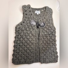 C de C Niñas 4T Gris Lana Suéter Chaleco Crochet Abierto Tejido Chaqueta Palanca Gruesa Jacket de niña price