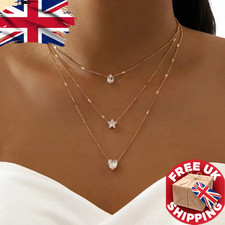 Gargantilla de cadena multicapa collar colgante de circón de moda regalo de fiesta femenina Oro Collar price