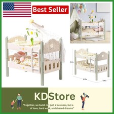 Elegante litera de madera para muñecas de 18 pulgadas con juego de cama floral en verde Youth Habitación Set price