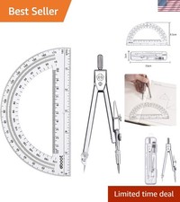 Brújula de dibujo duradera y juego de transportador de 6 pulgadas - Herramientas de geometría ideales para estudiantes Set de medición y dibujo price