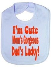 I'n Cute Daddys Lucky - Baberos divertidos para bebé/niño pequeño/recién nacido - Regalo para bebé azul Peto para bebé price