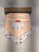 Paquete de 2 baberos bandana Chick Pea para niñas rosa conejito zorro animales talla única nuevo con etiquetas Peto para bebé price