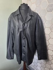 Chaqueta de cuero genuino negra Matinee para hombre XXL 50" 52” botón delantero abrigo de coche Leather Ropa de hombre price