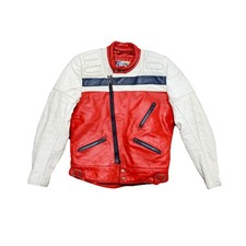 Chaqueta TT Leathers International Café Racer Roja Blanca Azul Vintage Moto M/L Leather Ropa de hombre price