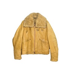 Chaqueta de cuero de oveja vintage color piel de oveja tostada cuello aviador estilo 42 Leather Ropa de hombre price