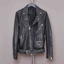 Chaqueta de Cuero ALL SAINTS Charter Para Hombres PEQUEÑA Negra Motociclista Bombardero Celebridad Leather Ropa de hombre price