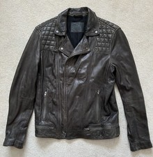 Chaqueta de motociclista AllSaints 'Conroy' de cuero marrón para hombre mediana 40 pecho Leather Ropa de hombre price