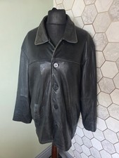 Chaqueta Abrigo Coche Botón Coche Vintage Para Hombre Negro Genuino Cuero Suave Flexible - Talla L Leather Ropa de hombre price