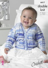 Patrón De Crochet King Cole DK Para Cárdigan Y Chaleco 4417 Cárdigan para bebé price