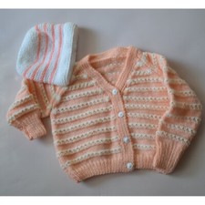 Suéter Y Gorra Para Bebé Hecho A Mano 9/12 Meses Cárdigan para bebé price