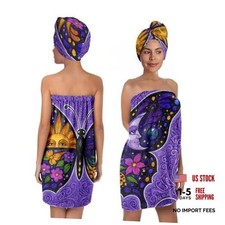Juego de toalla boho para mujer y gorra de secado de cabello - Luna celestial mariposa sol Toalla y Albornoz Set price