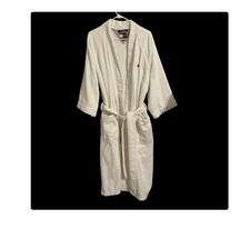 Bata de baño Tommy Hilfiger blanca de tela de felpa talla única con cinturón spa hotel unisex Toalla y Albornoz Set price