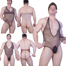 Para hombres Body Malla Transparente Sexy Una Pieza Lencería Red Transpirable Monos Body de hombre price