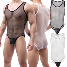 Sexy Body de Malla Transparente para Hombres Leotardo Hombre Sissy Lencería Red Mono Body de hombre price