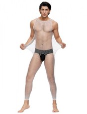 Hombre Red Mono Transparencia Lencería Blanco Body de Cuerpo Entero Nailon S/M / Body de hombre price