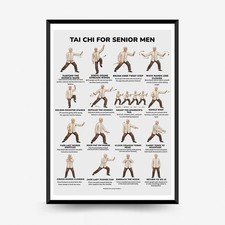 Póster de diagrama de tai chi de bienestar para hombres mayores gimnasio en casa arte de pared decoración Poster price