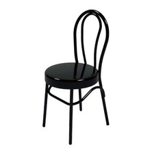 Casa de muñecas bistró negro madera curvada metal silla lateral café cocina comedor muebles Cafe y Canteen Silla price