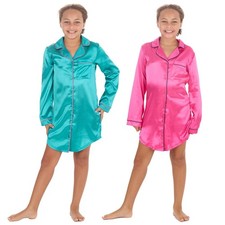 Camisa De Noche De Satén Para Niñas Con Mangas Largas Y Botones Camisa de niña price