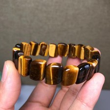 1 pieza al por mayor pulseras planas de piedra ojo de tigre amarillo pulido natural g7632 Natural Stone Bracelets price