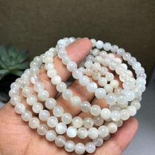 5 Piezas Al Por Mayor Pulseras Piedra Luz Luna Blanca Natural Esfera Bola de Cristal 6mm Natural Stone Bracelets price