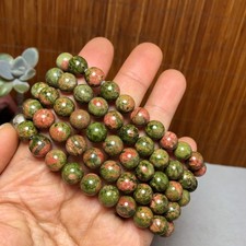 5 piezas al por mayor pulseras de piedra de esmalte natural Unakita bola de cristal 8 mm A3423 Natural Stone Bracelets price
