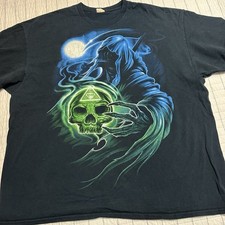 Camiseta De Colección Y2K Streetwear Para Hombres 2XL Desteñida Fantasía Mítica Parca Calavera Fantasy Wear de hombre price