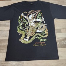 Camiseta de Colección Thai Mythology Phra Ram Naga Serpiente Texturizada Negra Arte Talla L Fantasy Wear de hombre price