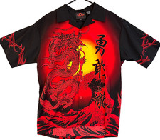Camisa De Colección Dragón Rojo Asiático Coreano Patín Anime Ropa de Calle Fantasía Y2K Fantasy Wear de hombre price