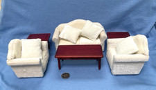 JUEGO DE SILLA Y SOFÁ BLANCO DIFUSO MINIATURA CASA DE MUÑECAS ESPAQ - MUESTRA ALGO DE PEGAMENTO Sofa Set price