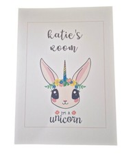 Arte de pared impreso personalizado A4 para regalo de decoración del hogar de dormitorio infantil - unicornio Decoración de pared para habitación de bebé price