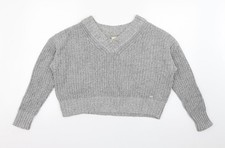 Pullover de punto ajustado gris Hollister regular para mujer UK S Jersey de mujer price