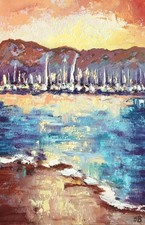 Pintura al óleo original atardecer paisaje impasto ilustraciones sobre lienzo 30x20 cm Aceite Pintura price