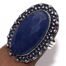 Anillo de joyería de zafiro simulado enchapado en plata 925 hecho a mano talla US 6 GW Sapphire Anillo price