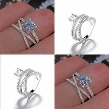 Anillos Mujer Plateado Blanco Corte Redondo Anillo Boda Infinito Sapphire Anillo price