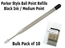 Paquete a granel de 10 recambios de tinta negra/punto medio estilo Parker Bolígrafo Cartucho y Ink price